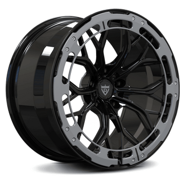 Custom Forged Monoblock RV-DC09 Wheel, Black Finish, for Corvette C8 Rims, Machined from Aerospace-Grade 6061-T6 Aluminum Alloy.